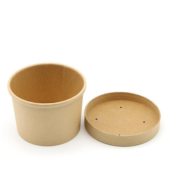 20oz Soup Bowl Paper Kraft with Paper Lid X500P