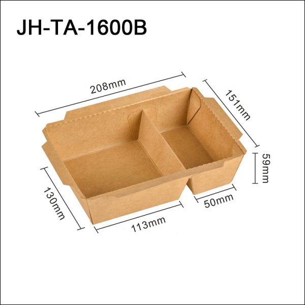Prodelpak Dual Take out Tray with clear lid JH-TA-1200B -Kraft brown X200P - Image 3