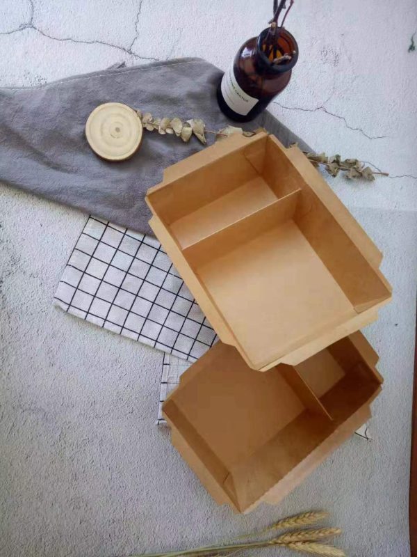 Prodelpak Dual Take out Tray with clear lid JH-TA-2100B -Kraft brown X200P - Image 3