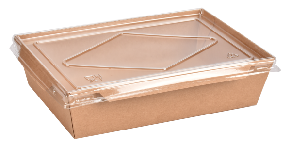 Prodelpak JHA-1200 Paper Tray Kraft-Kraft with PET LID 1200ML X200P