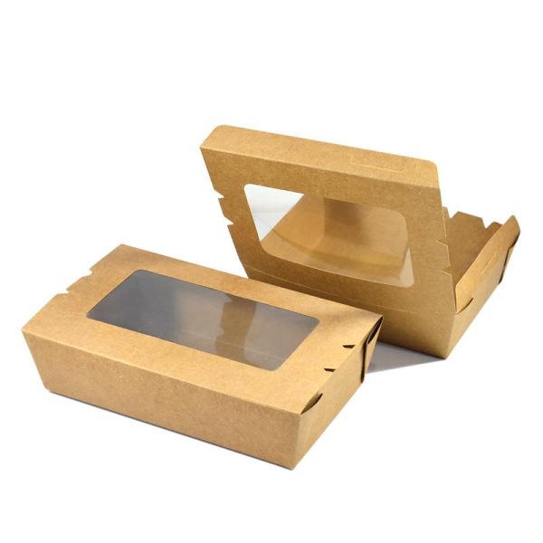Take-Out Lunch Box with Window brown kraft 1200ML X200P