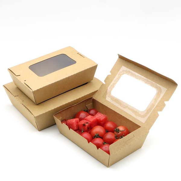 Take-Out Lunch Box with Window brown kraft 900ML X200P - Image 2