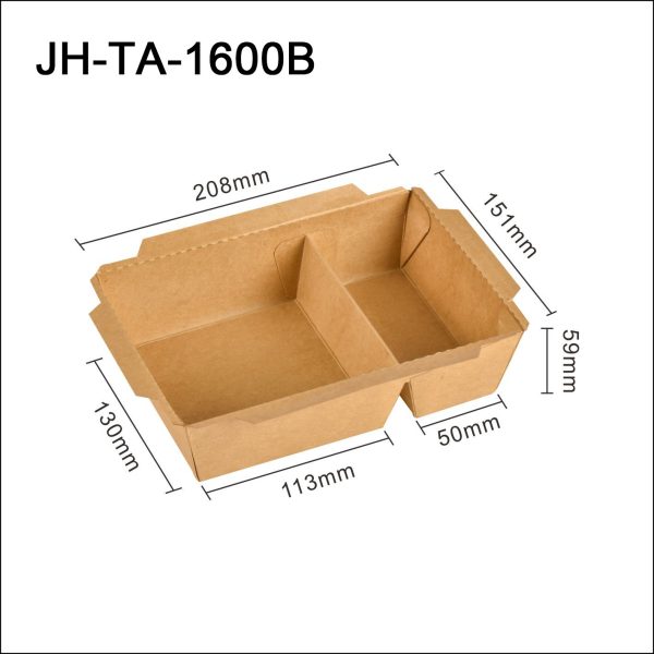 Take out with clear View 1600ML with clear PET LID DUAL Compartment